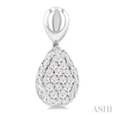 1/3 Ctw Pear Shape Mount Pave Set Single Cut Diamond Fashion Earrings in 10K White Gold